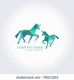 Unicorn logo template. Stock vector template, easy to use. Polygon style.