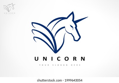 Unicorn logo vector. Animal Mythical creature.