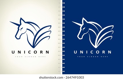 Vetor de logotipo de unicórnio. Animal Criatura mítica