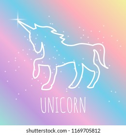 unicorn logo, vector design with rainbow pastel background