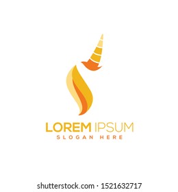 unicorn logo vector with orange color