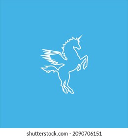 unicorn logo vector template line art
