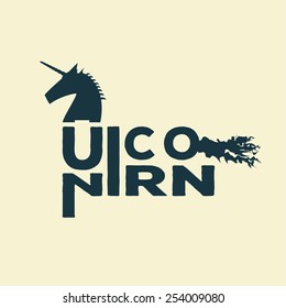Unicorn logo vector with text