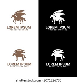 Unicorn logo,Horse logo,Vector Logo Template. . suitable for company logo, print, digital, icon, apps, and other marketing material purpose. Horse logo set.