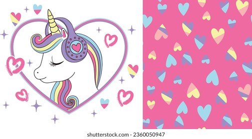 UNICORN LOVE COLORFUL TEXTURE CUTE GIRL