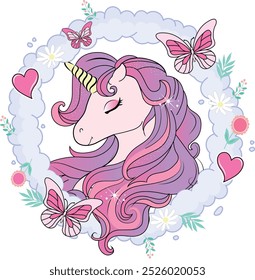 unicorn love girl butterfly magic