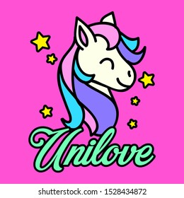 UNICORN LOVE, SLOGAN PRINT VECTOR