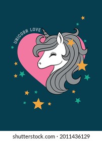 Unicorn love tee graphic design