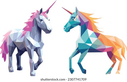 Unicorn low poly design vector illustration isolated on white background