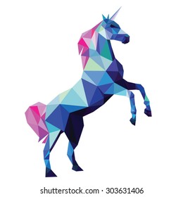 Unicorn low poly design vector illustration isolated on white background