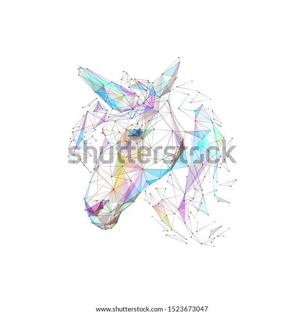 Unicorn Low Poly Wireframe Illustration Polygonal Stock Vector (Royalty ...