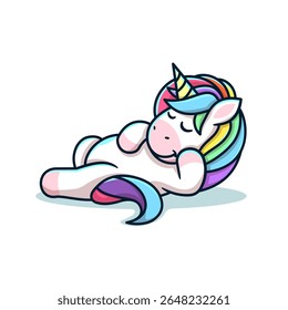 unicorn lying down with head resting on hand cartoon