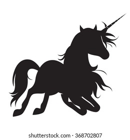 Vector Black Running Unicorn Silhouette Isolated Stock Vector (royalty 