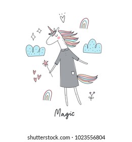 Unicorn and magic. Cute print