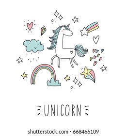 Unicorn and magic. Cute print