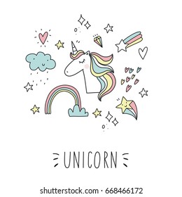 Unicorn and magic. Cute print