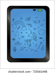 Unicorn magic design element set. Vector illustration isolated on background plate.
