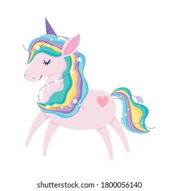 unicorn magic fantasy star cartoon isolated icon design over white background vector illustration