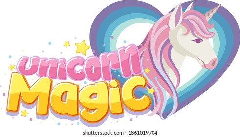 Unicorn magic logo with unicorn in pastel color  illustration