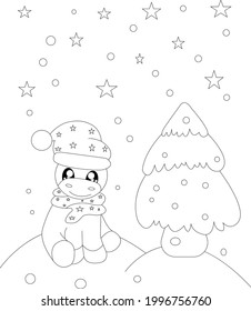 Esbozo mágico de unicornio libro de colorear ilustraciones vectoriales para niños Año Nuevo y Navidad.