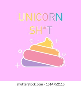 unicorn magic poo in color vector illustration