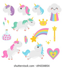 Las Arrojas Mágicas De Unicornio En Fondo Blanco