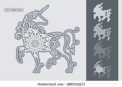 Unicorn Mandala Vector 3D Layered