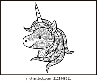 Página de unicornio de unicornio, vector de Mandala y color de unicornio