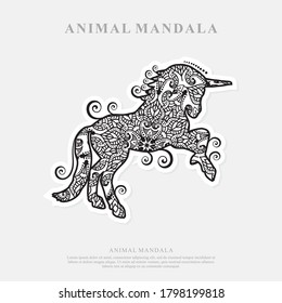 Unicorn Mandala Vector Line Art Style 
