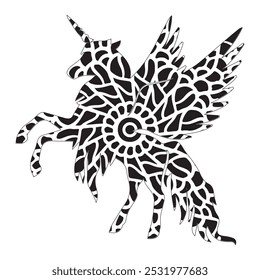 
Unicorn Mandala Vector Line Art Style