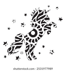 
Unicorn Mandala Vector Line Art Style