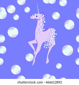 unicorn with the mane and tail of bubbles illustration