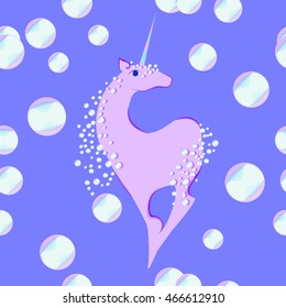 unicorn with the mane and tail of bubbles illustration