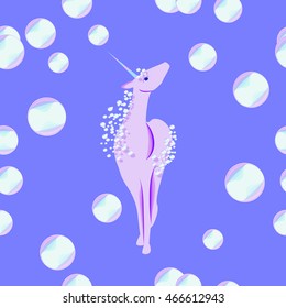 unicorn with the mane and tail of bubbles illustration