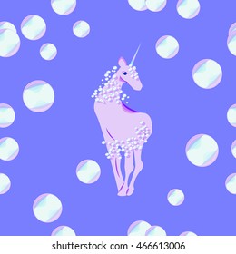 unicorn with the mane and tail of bubbles illustration