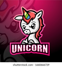 Unicorn mascot esport logo design svg