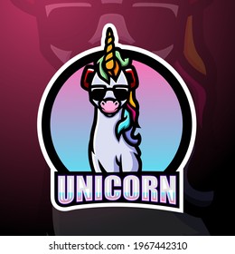 Unicorn mascot esport logo design