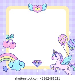 Unicorn memo pad sticky note book with rainbows illustration design