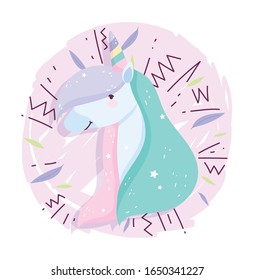 unicorn memphis style fantasy magic cute cartoon vector illustration