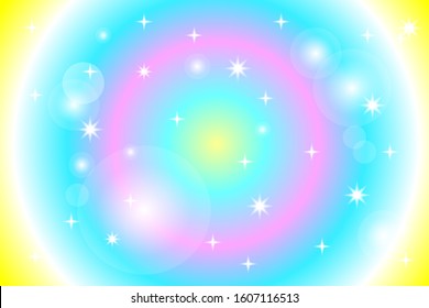Unicorn or mermaid background, rainbow backdrop, gradient card with glitter, princess vector background