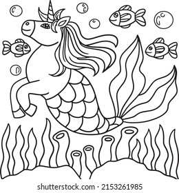 Unicorn Mermaid Coloring Page for Kids