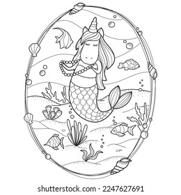 Unicorn Mermaid Coloring Page for Kids