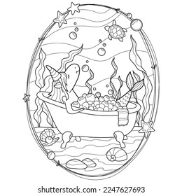 Unicorn Mermaid Coloring Page for Kids