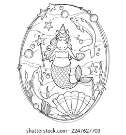 Unicorn Mermaid Coloring Page for Kids