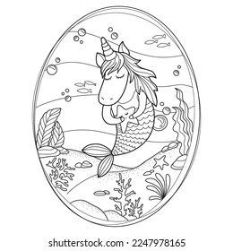 Unicorn Mermaid Coloring Page for Kids