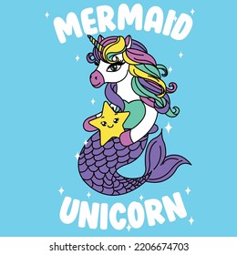 UNICORN MERMAID HOLDING A STAR IN HER HANDS