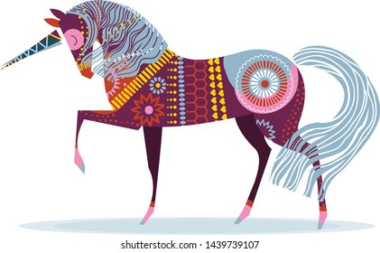 Unicorn in mid-century, Scandinavian design style. Eps10 vector