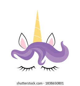 Unicorn Minimalistic Face Horn Cute Unicorn Stock Vector (Royalty Free ...