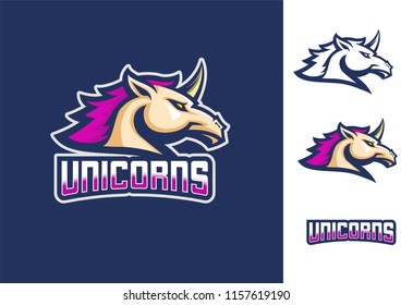 Unicorn modern sports logo mascot template