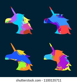 Unicorn, multi-colored and motley graphic style, vector graphics